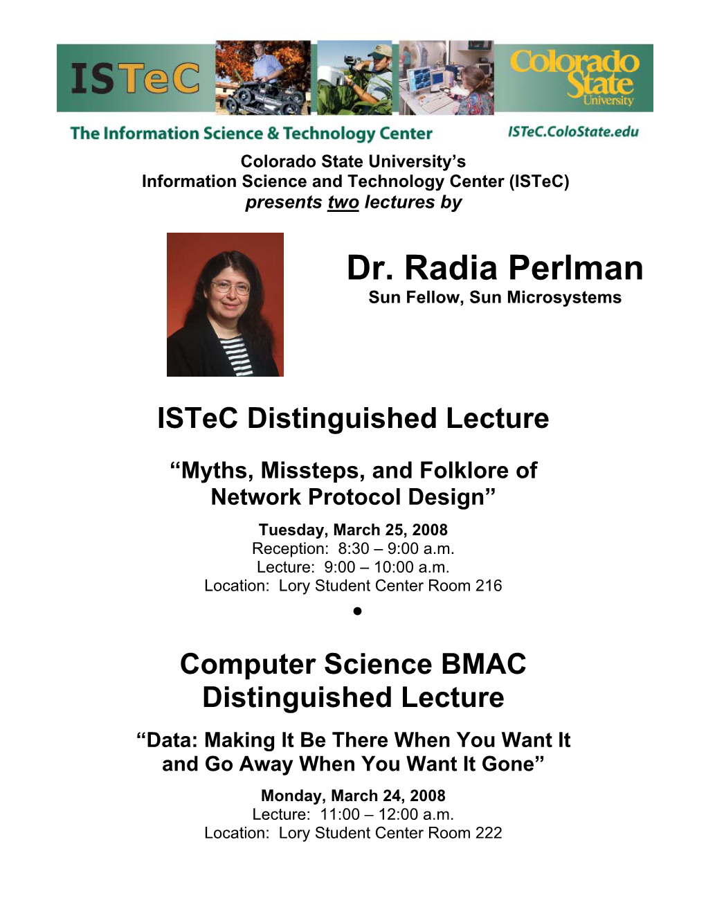 Istec Distinguished Lectures, Colorado State University, Istec