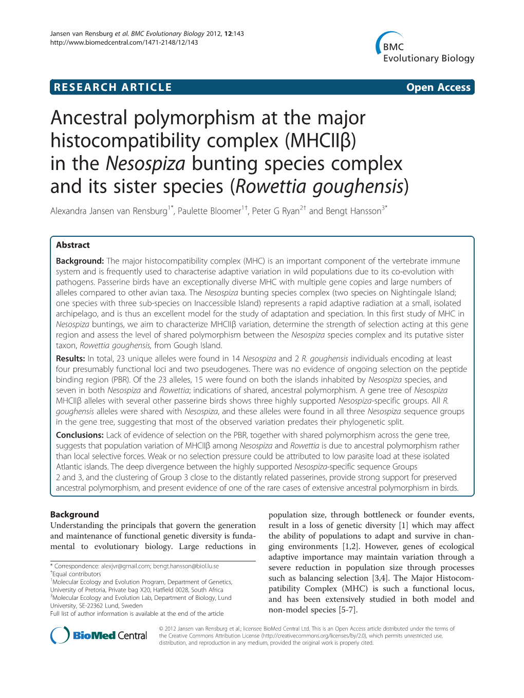 Ancestral Polymorphism at the Major Histocompatibility Complex (Mhciiβ