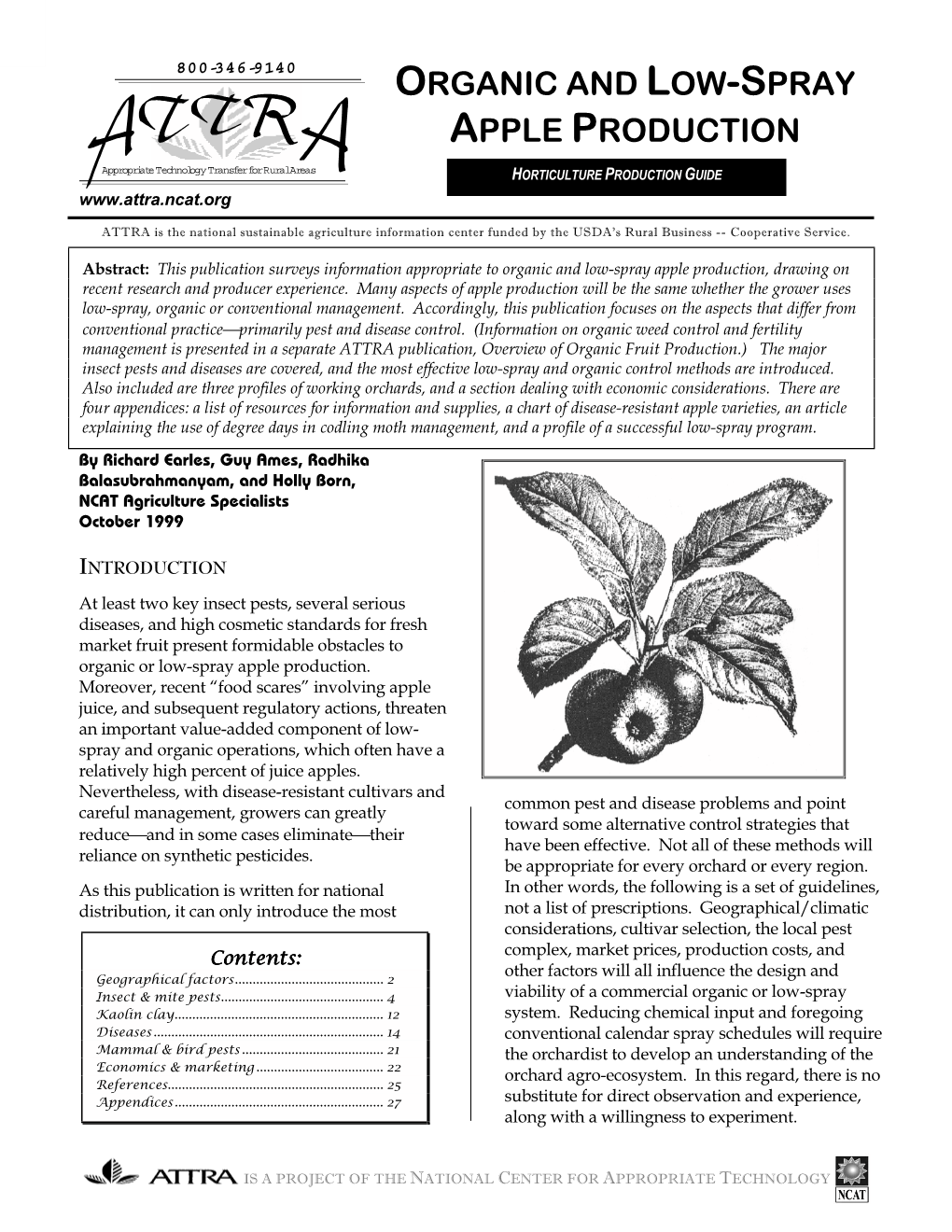 Organic and Low-Spray Apple Production