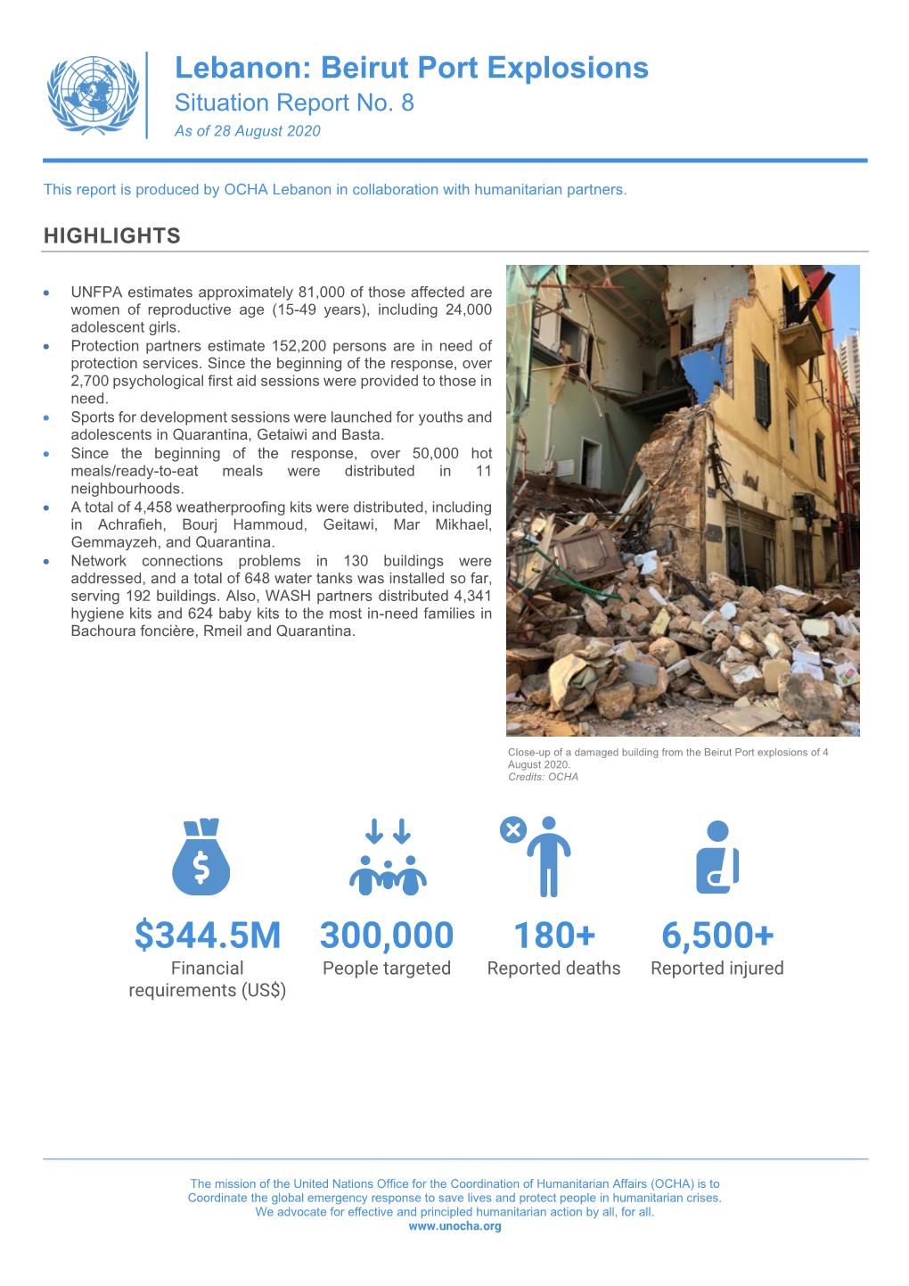 Lebanon: Beirut Port Explosions Situation Report No