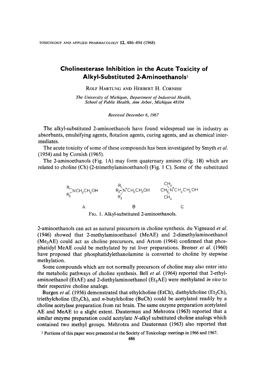 Choline&Erase Inhibition in the Acute Toxicity of Alkyl-Substituted 2