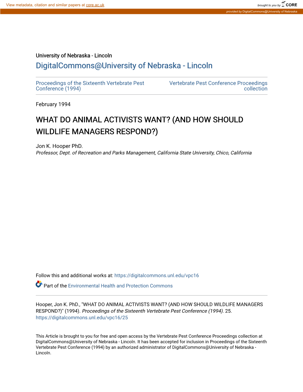 What Do Animal Activists Want? (And How Should Wildlife Managers Respond?)