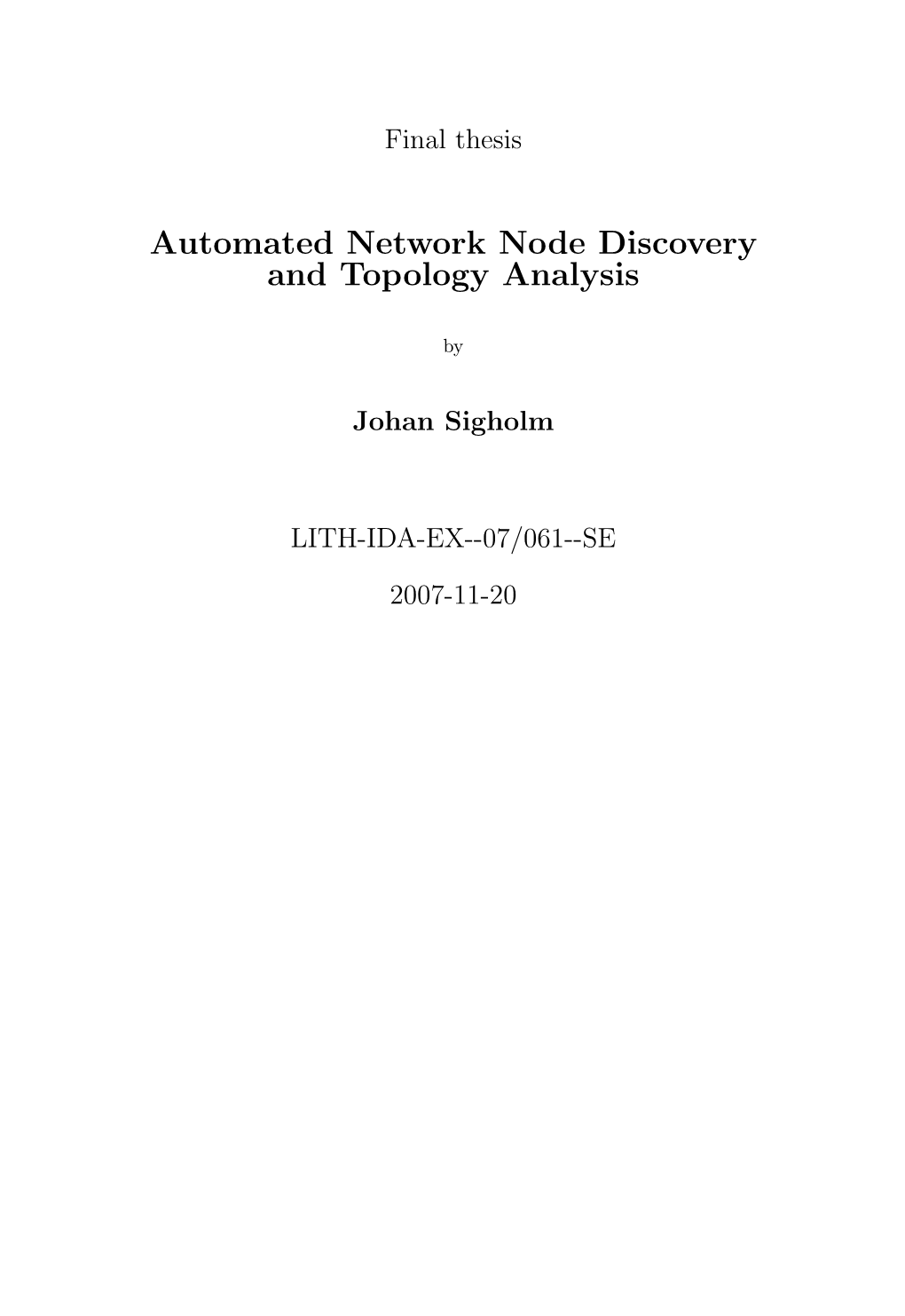 Automated Network Node Discovery and Topology Analysis