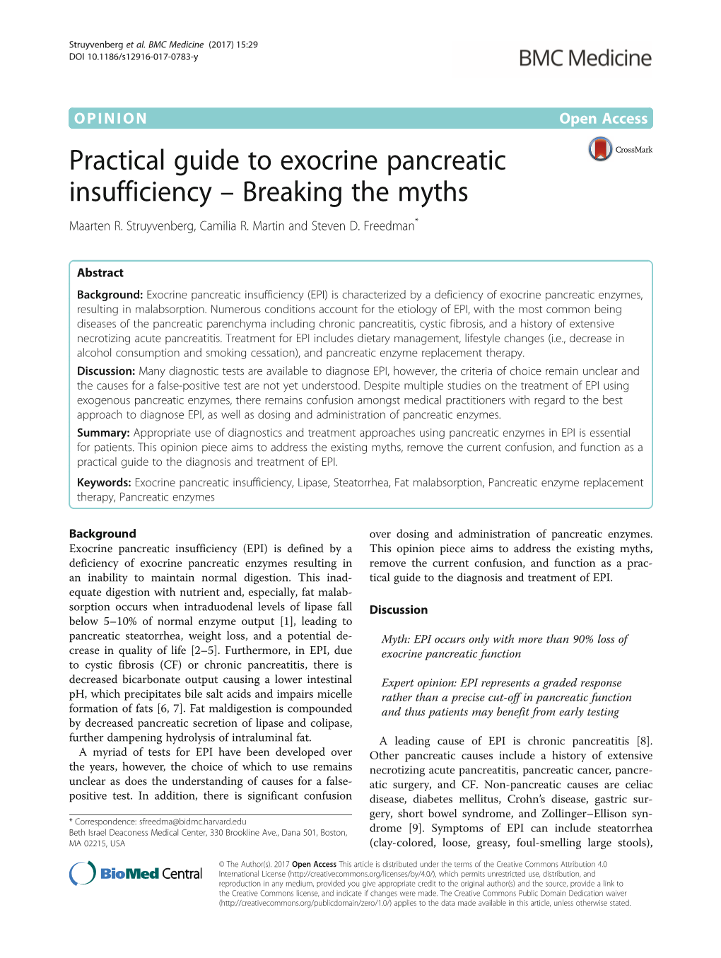 Practical Guide to Exocrine Pancreatic Insufficiency – Breaking the Myths Maarten R