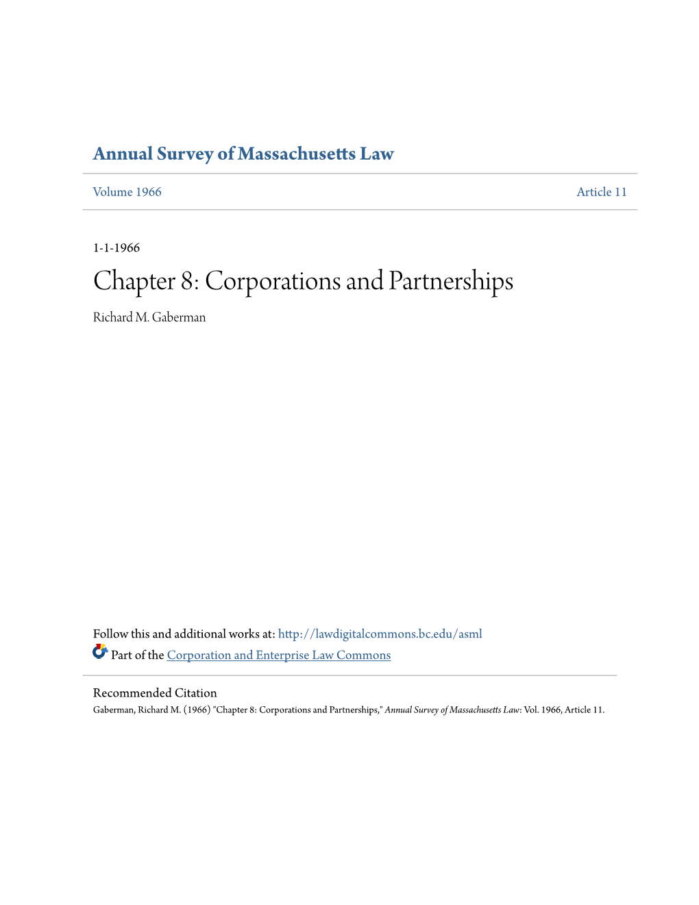 Chapter 8: Corporations and Partnerships Richard M