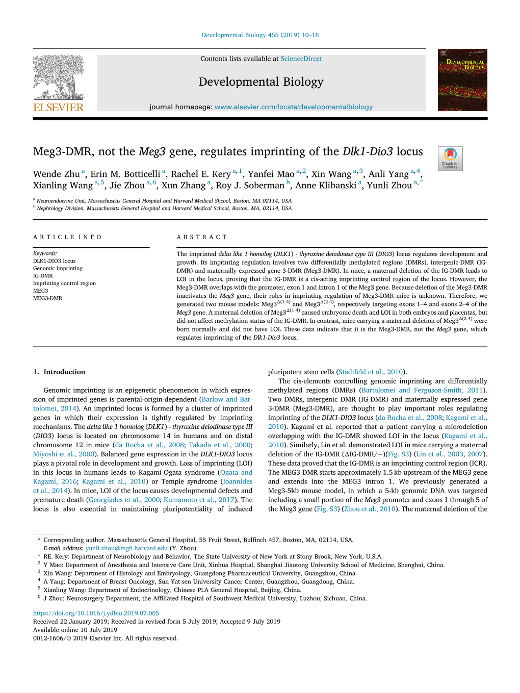 Meg3-DMR, Not the Meg3 Gene, Regulates Imprinting of the Dlk1-Dio3 Locus