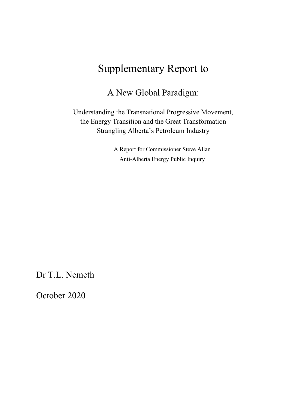 Supplementary Report To