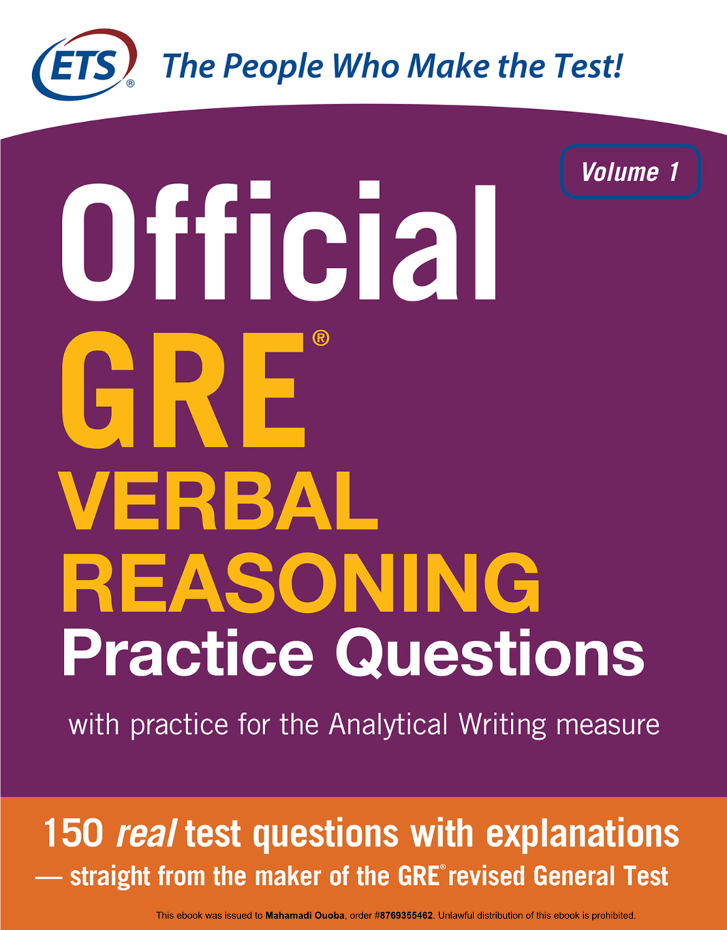 Official GRE® VERBAL REASONING Practice Questions with Practice for the Analytical Writing Measure