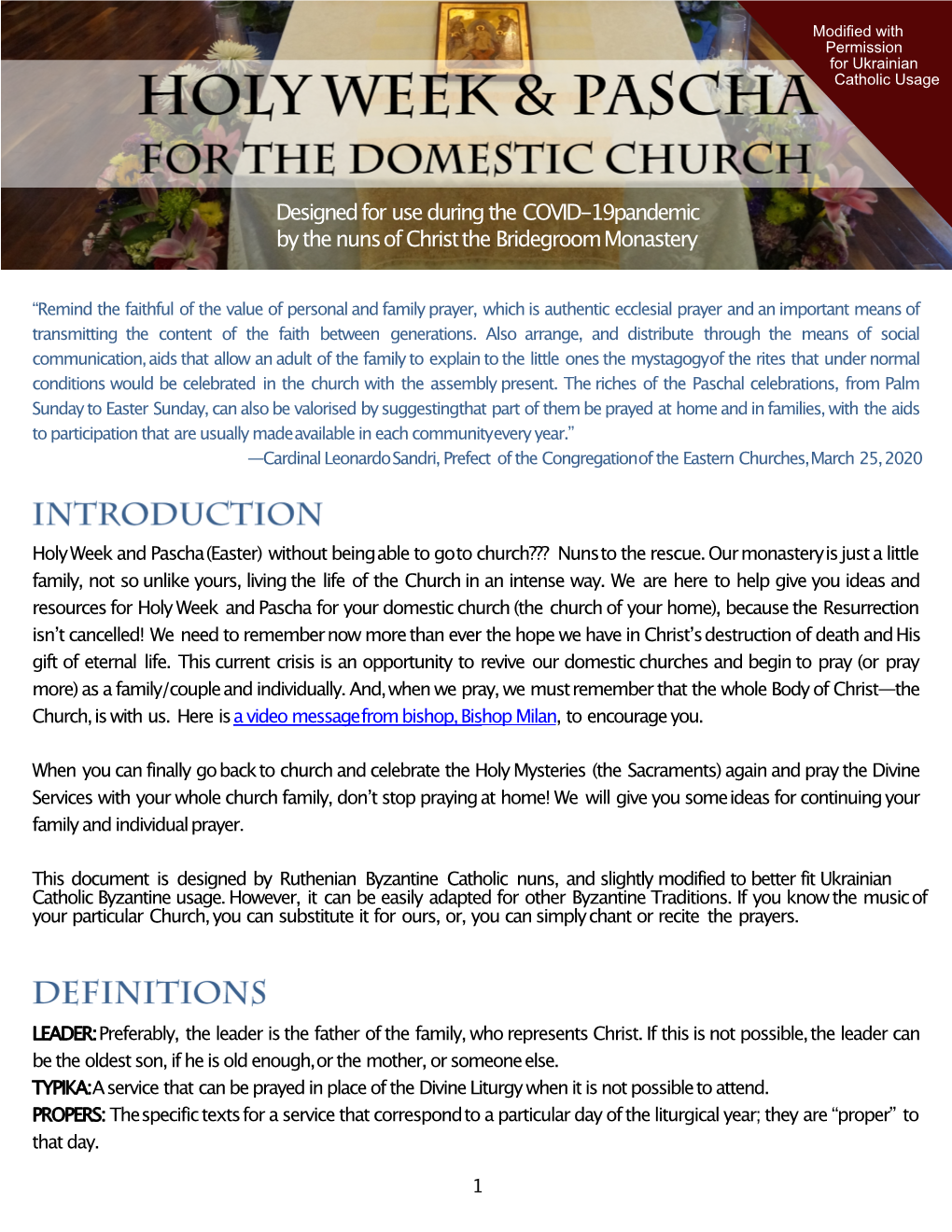 For the Domestic Church 2020(UKRCATH)