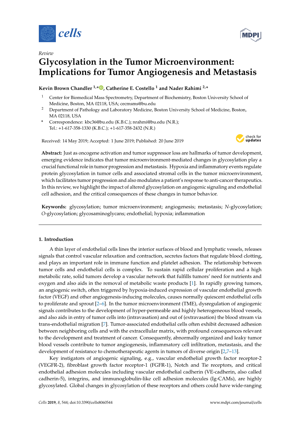 Glycosylation in the Tumor Microenvironment: Implications for Tumor Angiogenesis and Metastasis