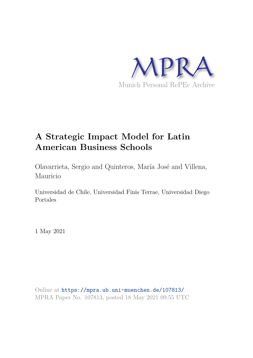 A Strategic Impact Model for Latin American Business Schools