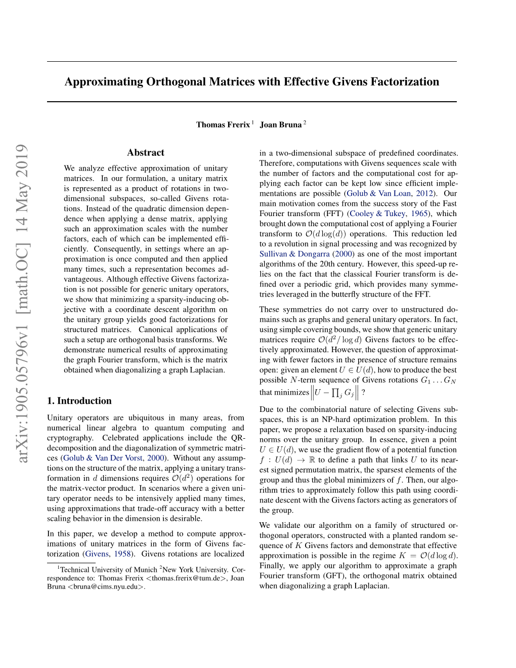 Approximating Orthogonal Matrices with Effective Givens Factorization