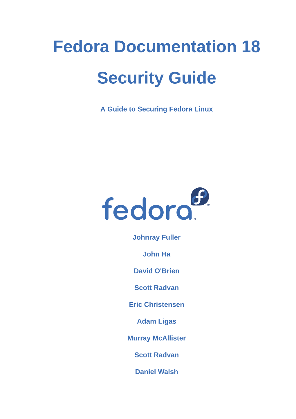 Fedora Documentation 18 Security Guide