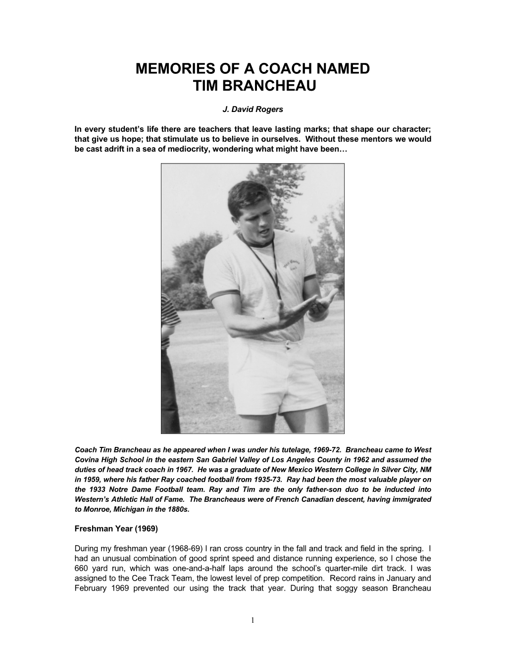 Remembrances of Tim Brancheau