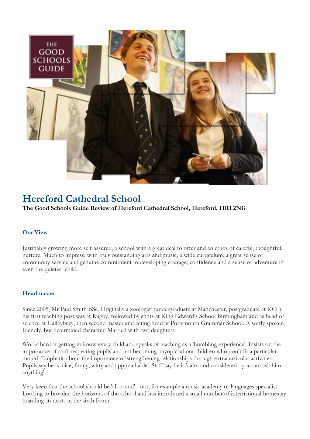 The Good Schools Guide Review of Hereford Cathedral School, Hereford, HR1 2NG