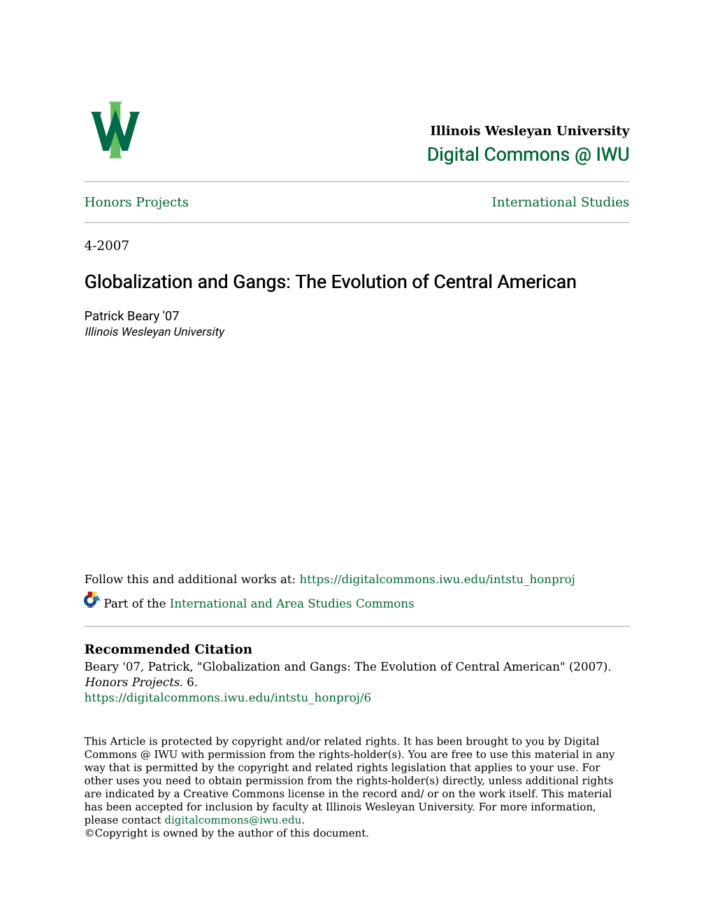 Globalization and Gangs: the Evolution of Central American