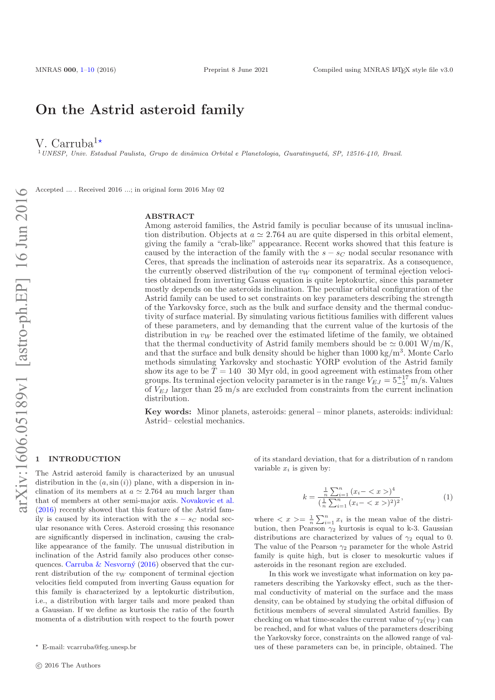 On the Astrid Asteroid Family 3