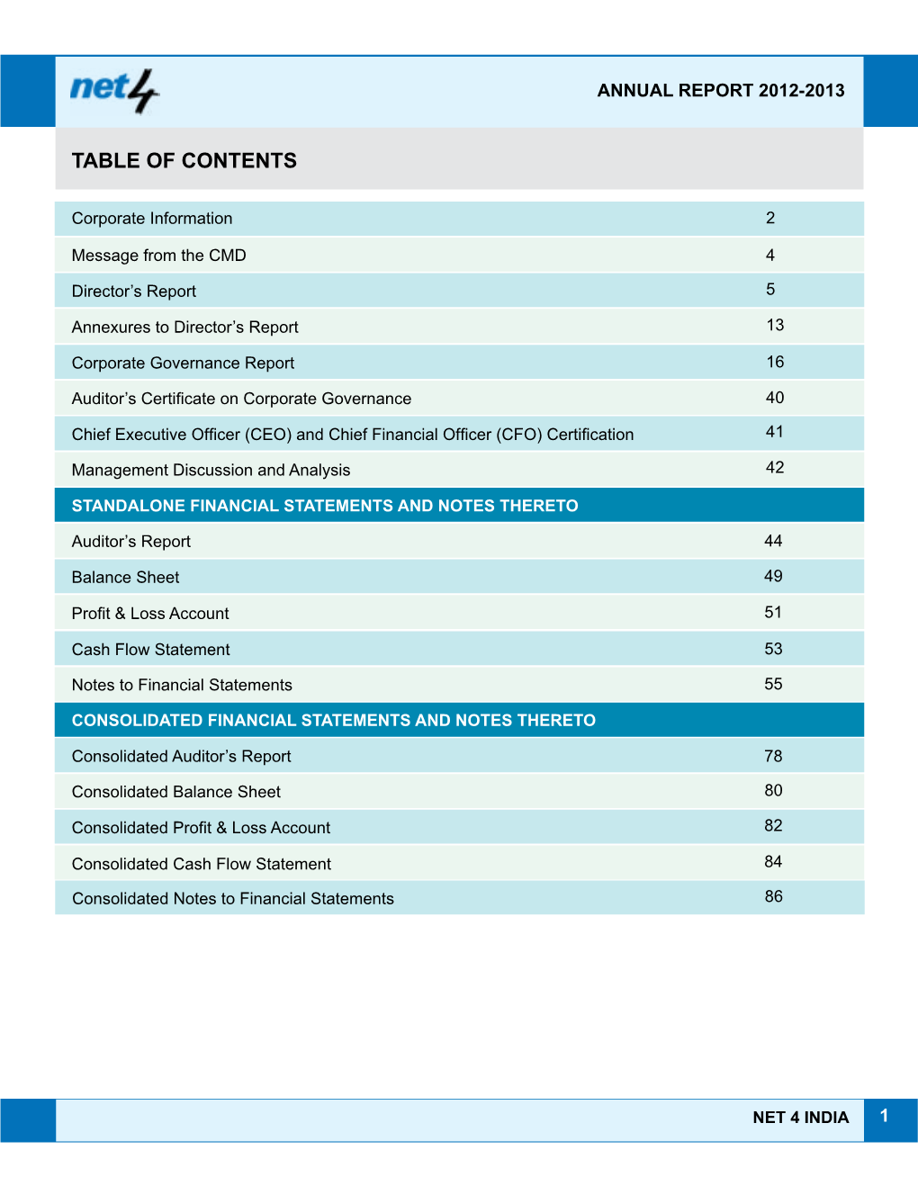 Table of Contents