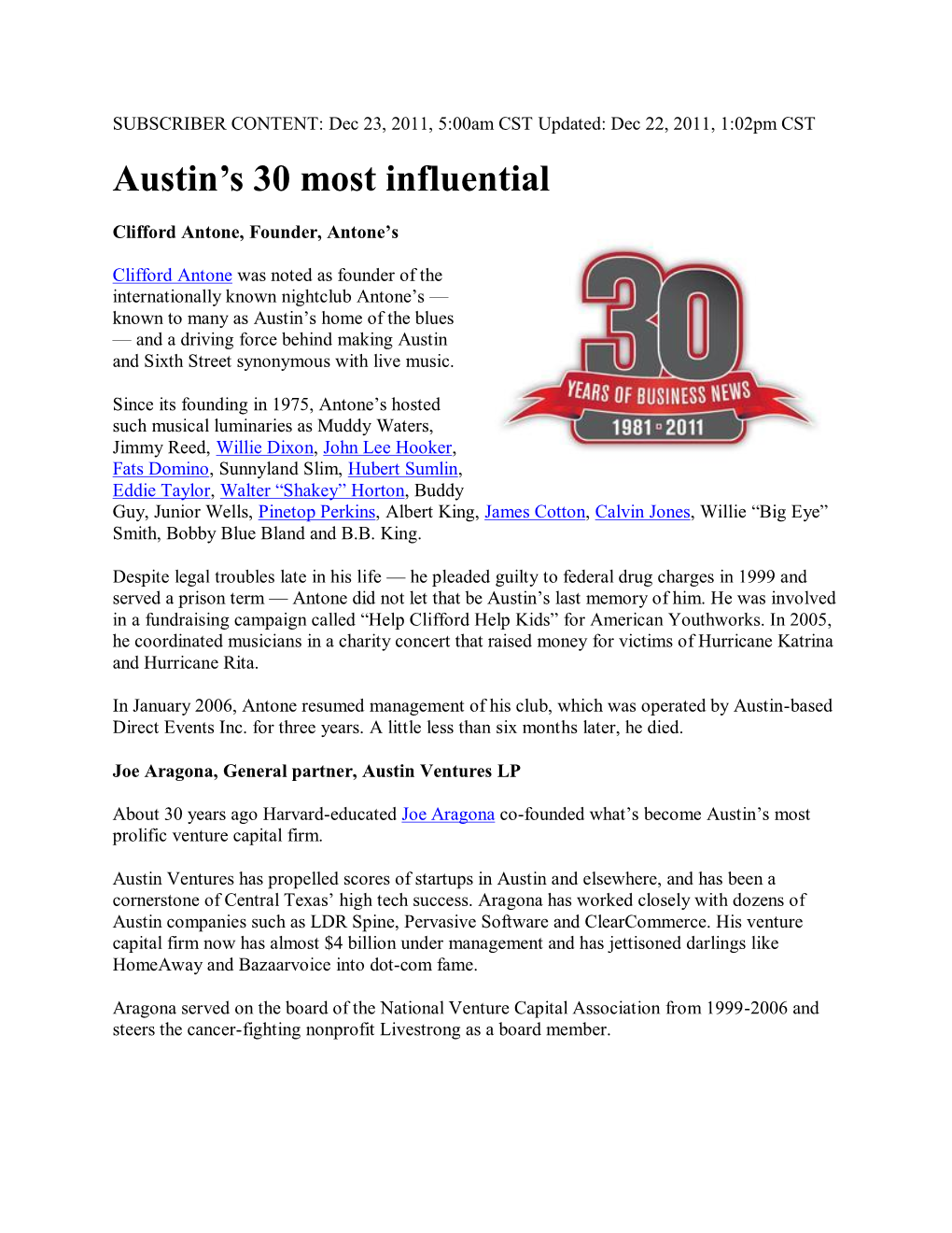 Austin's 30 Most Influential