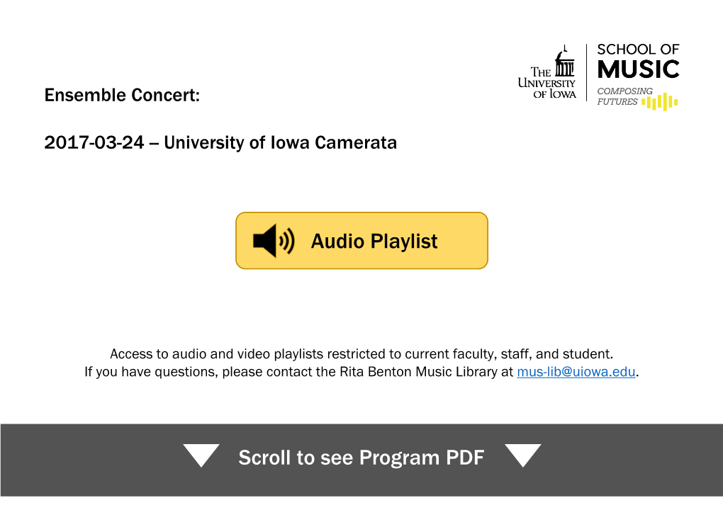 ENSEMBLE CONCERT University of Iowa Camerata