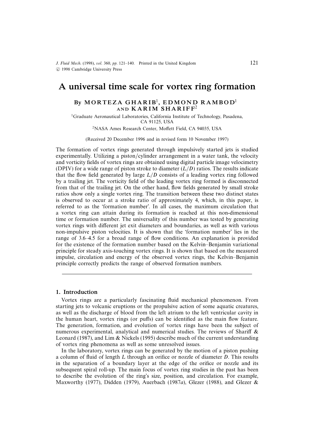 A Universal Time Scale for Vortex Ring Formation