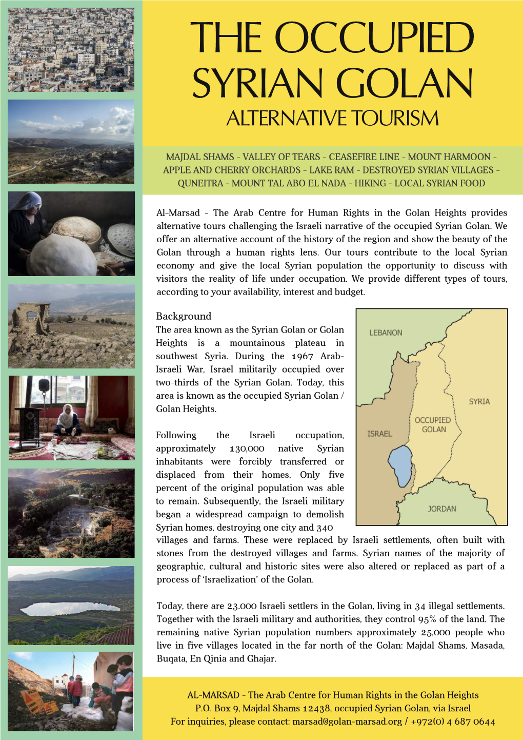 The Occupied Syrian Golan Alternative Tourism