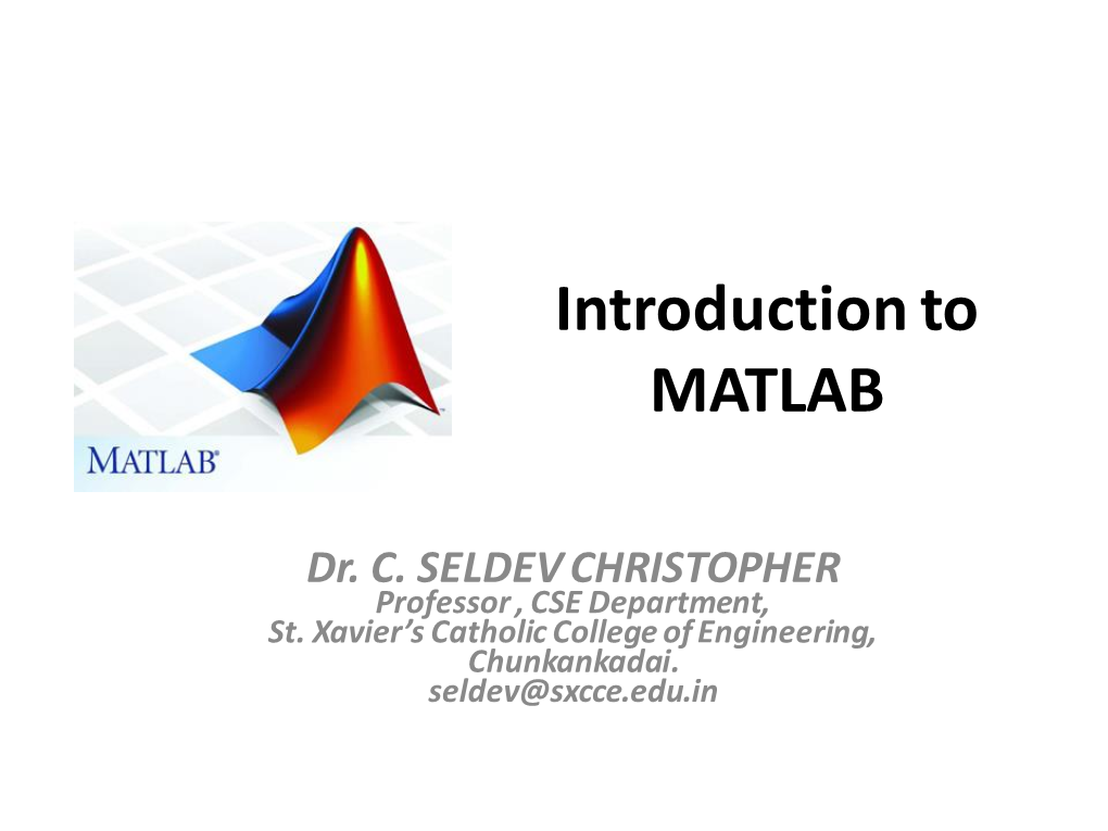 Introduction to MATLAB and Image Processing