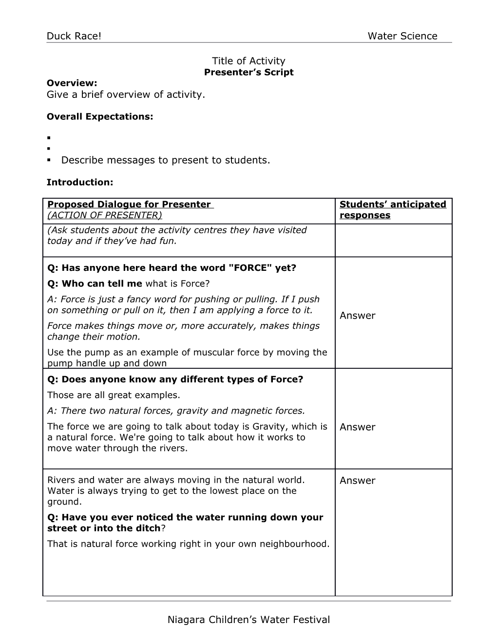 Wetland Wonderland Presenter S Script