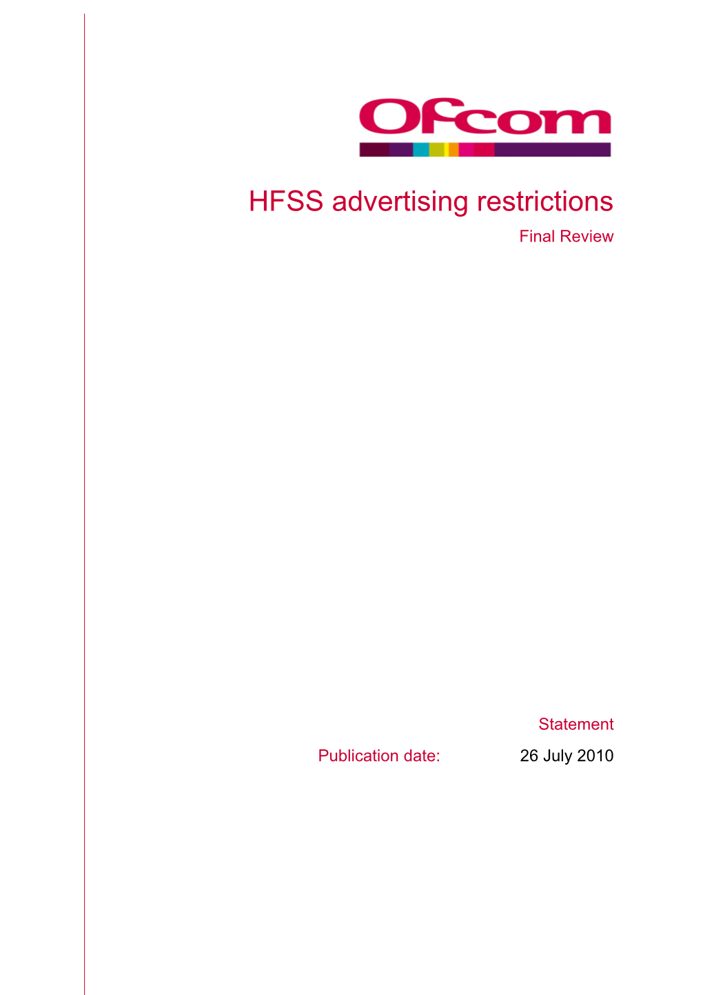 HFSS Advertising Restrictions Final Review