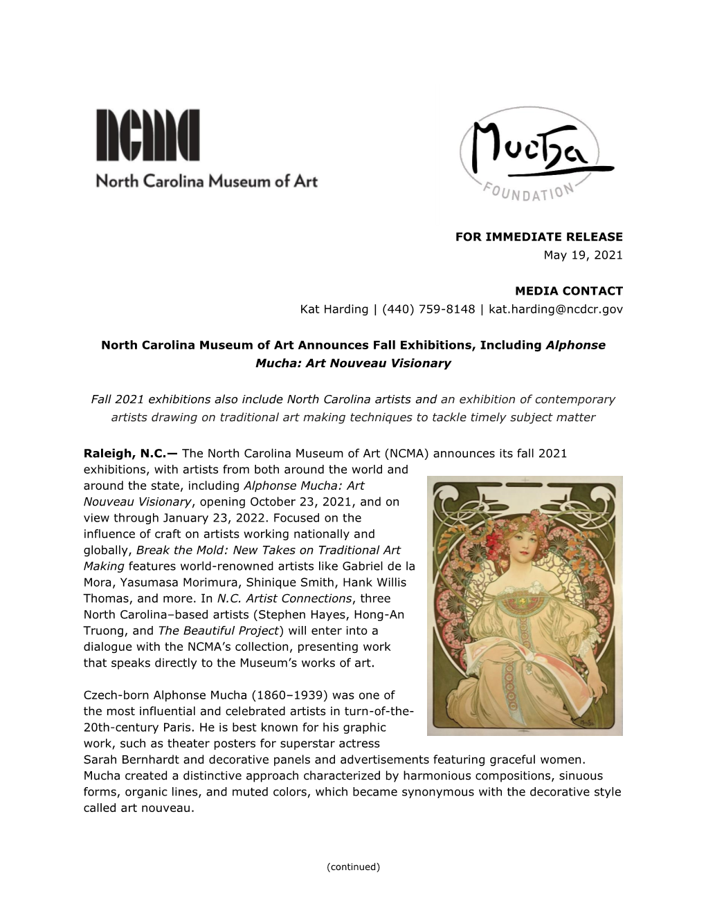 North Carolina Museum of Art Announces Fall Exhibitions, Including Alphonse Mucha: Art Nouveau Visionary