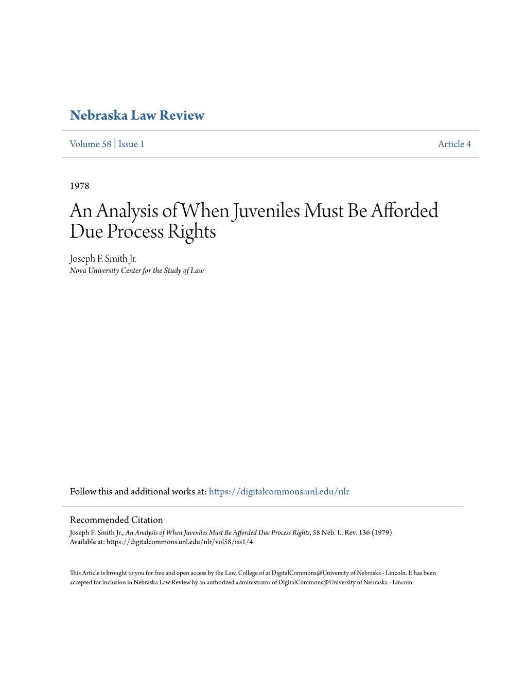 An Analysis of When Juveniles Must Be Afforded Due Process Rights Joseph F