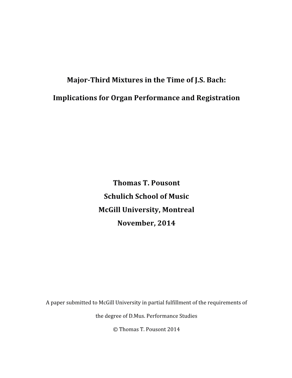 Third Mixtures in the Time of JS Bach: Implications for Organ Performa