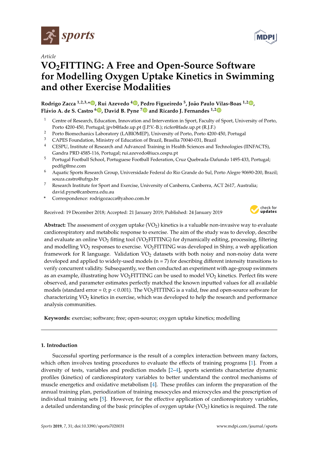 A Free and Open-Source Software for Modelling Oxygen Uptake Kinetics in Swimming and Other Exercise Modalities