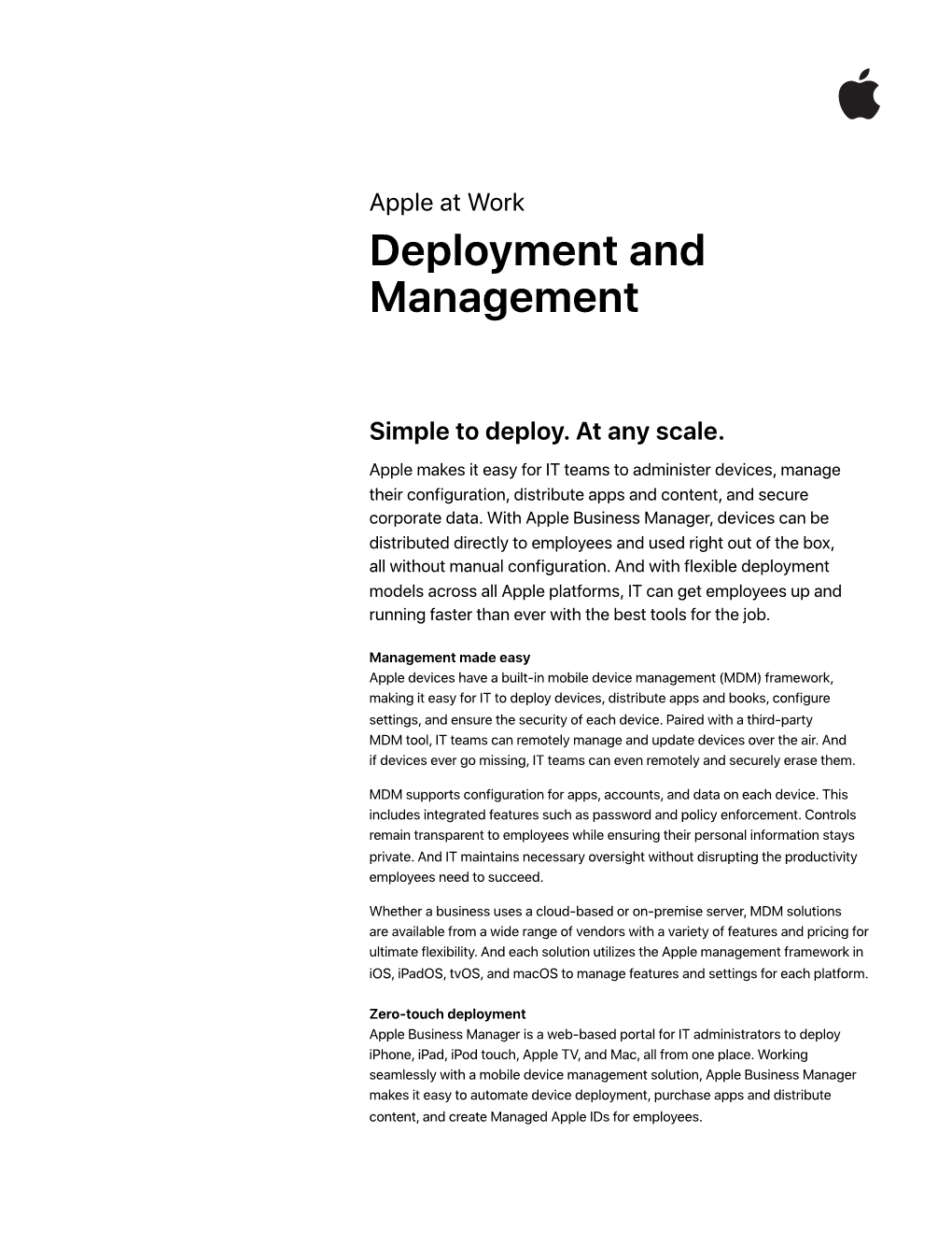 Apple at Work Deployment and Management