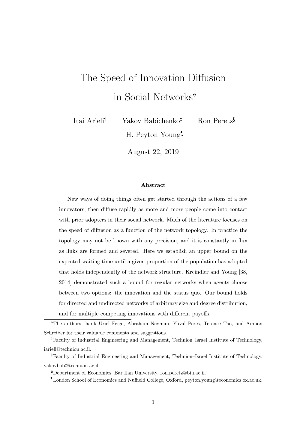 The Speed of Innovation Diffusion in Social Networks