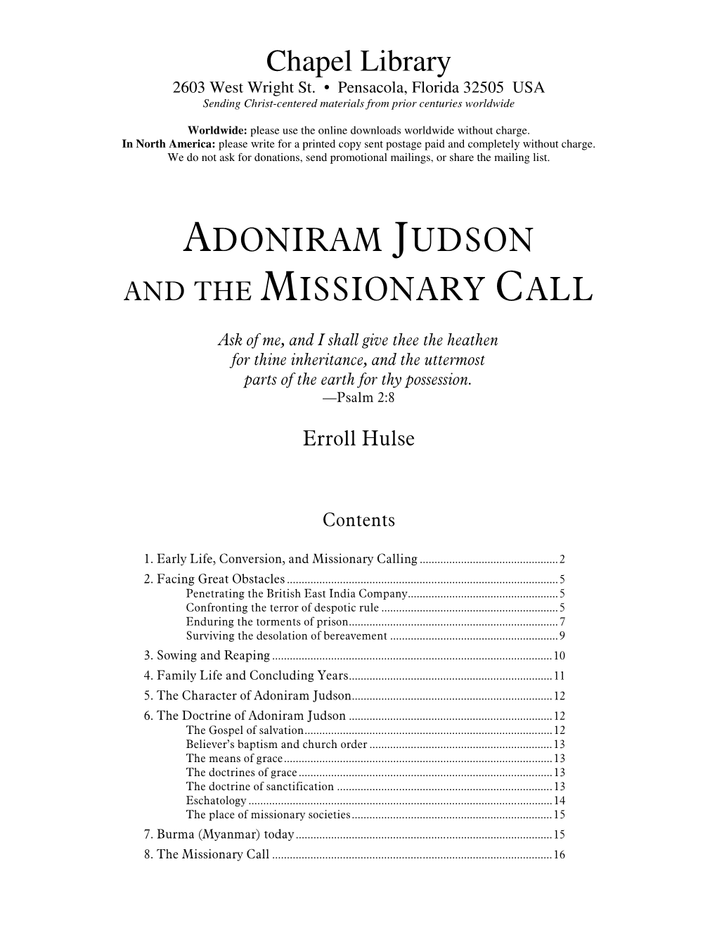 Adoniram Judson and the Missionary Call