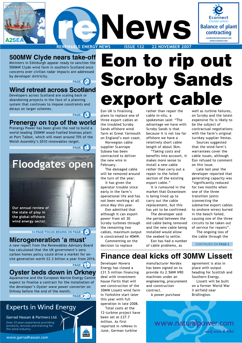 Eon to Rip out Scroby Sands Export Cable