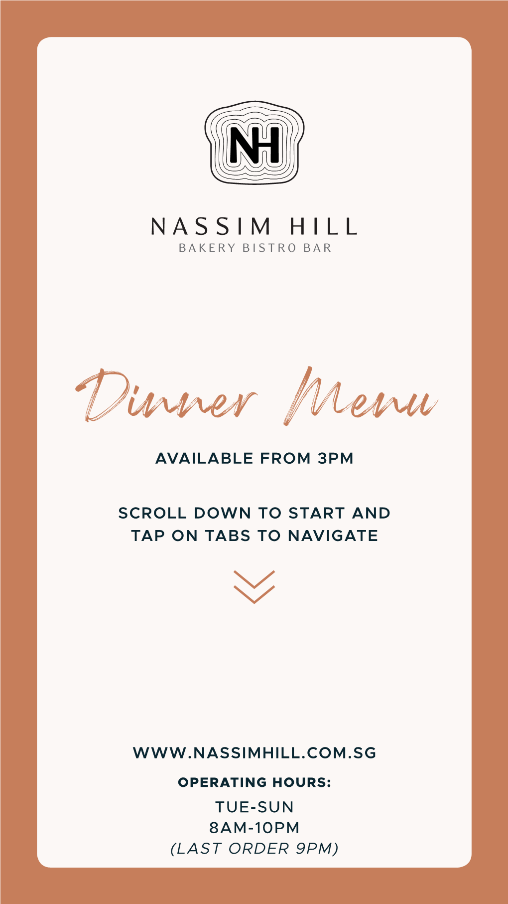 Dinner Menu AVAILABLE from 3PM