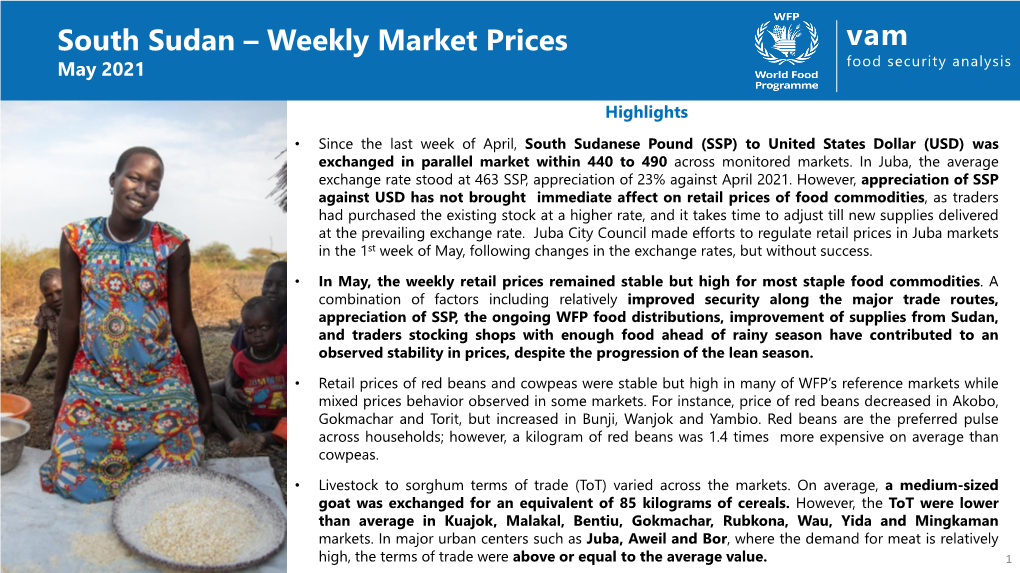 Vam South Sudan – Weekly Market Prices