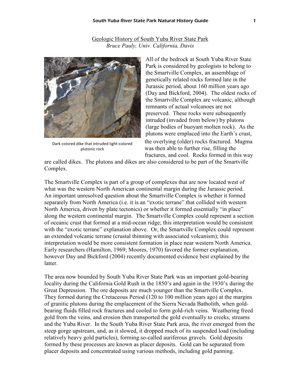 Geologic History of South Yuba River State Park (Pdf)