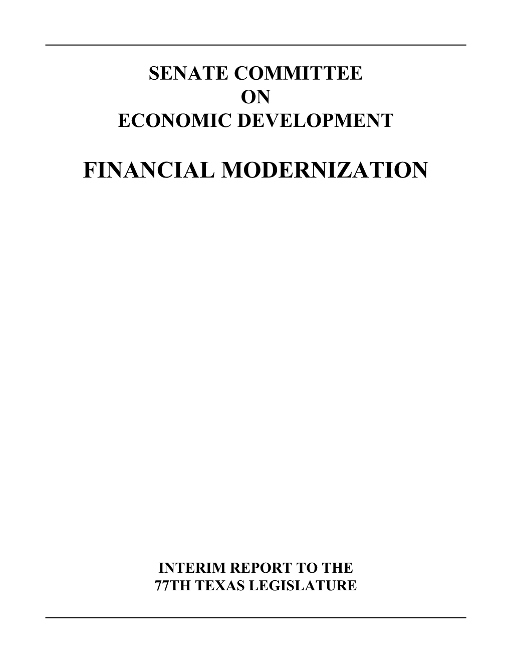 Financial Modernization Report