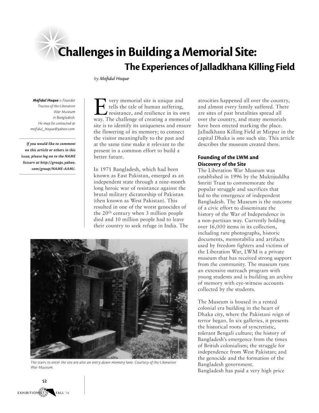 Challenges in Building a Memorial Site: the Experiences of Jalladkhana Killing Field by Mofidul Hoque