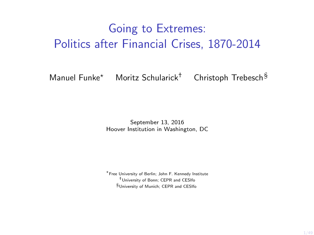 Going to Extremes: Politics After Financial Crises, 1870-2014