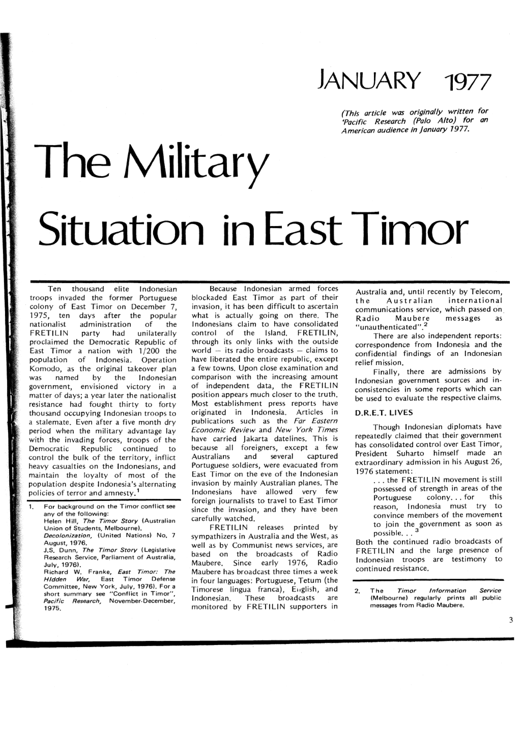 The Military Situation in East Timor