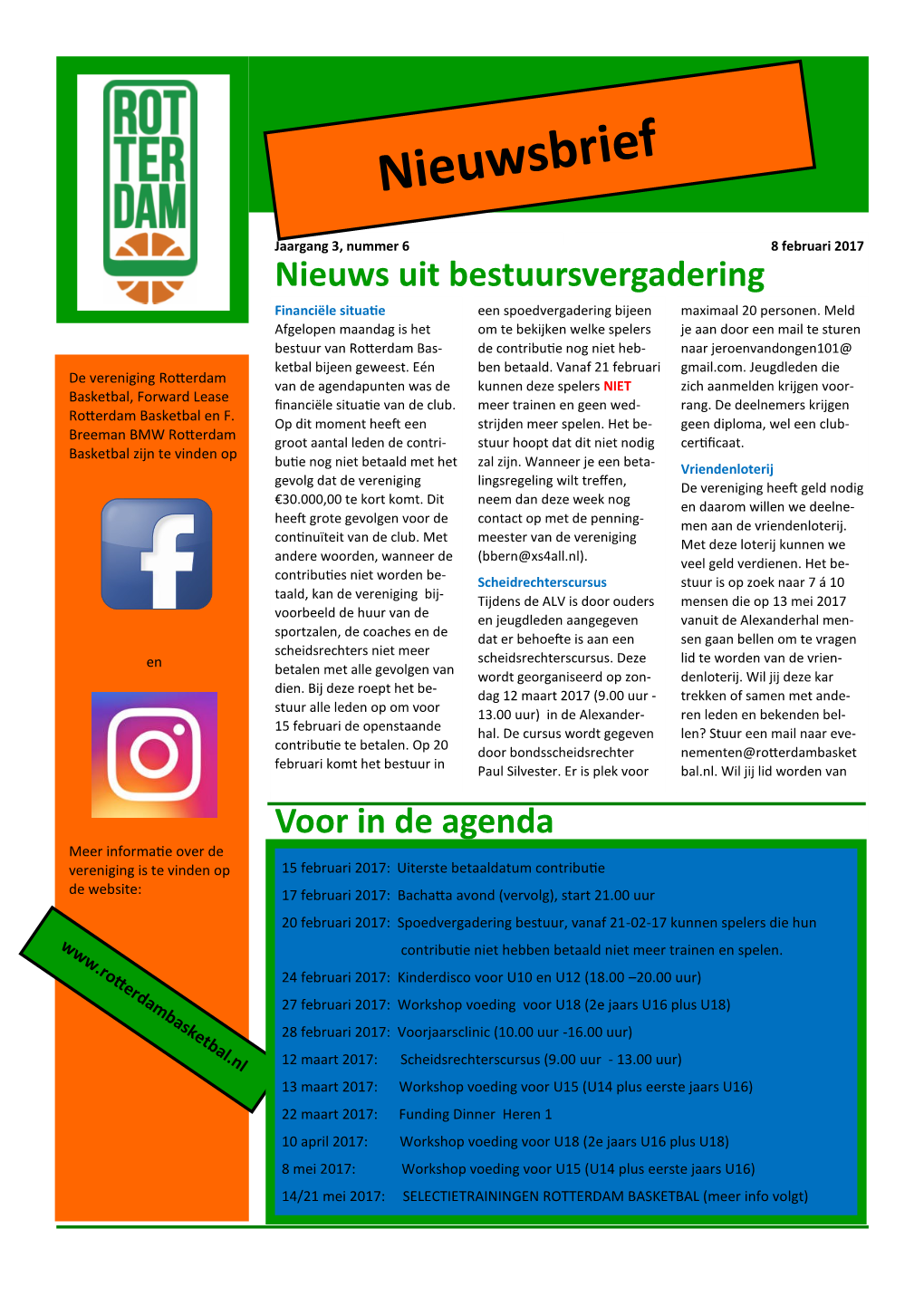 Voor in De Agenda Nieuws Uit Bestuursvergadering