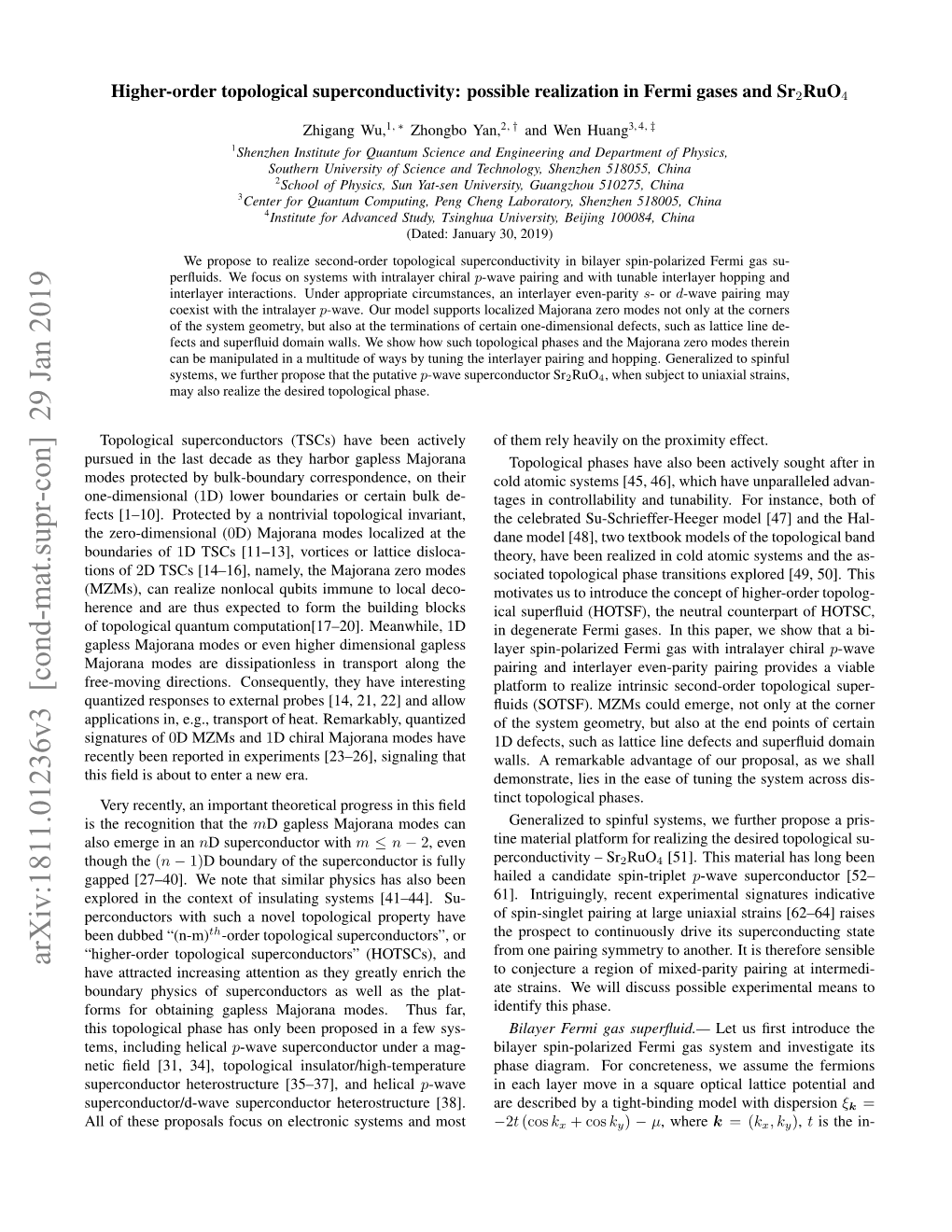 Arxiv:1811.01236V3 [Cond-Mat.Supr-Con] 29 Jan 2019