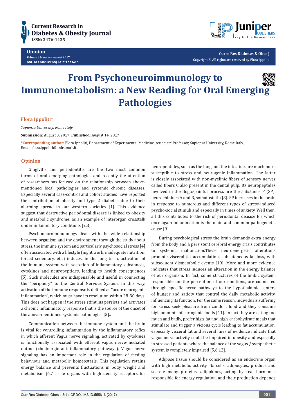 From Psychoneuroimmunology to Immunometabolism: a New Reading for Oral Emerging Pathologies