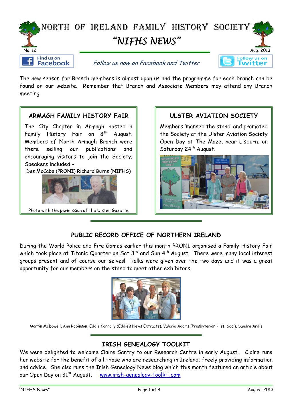 North of Ireland Family History Society “NIFHS NEWS” No