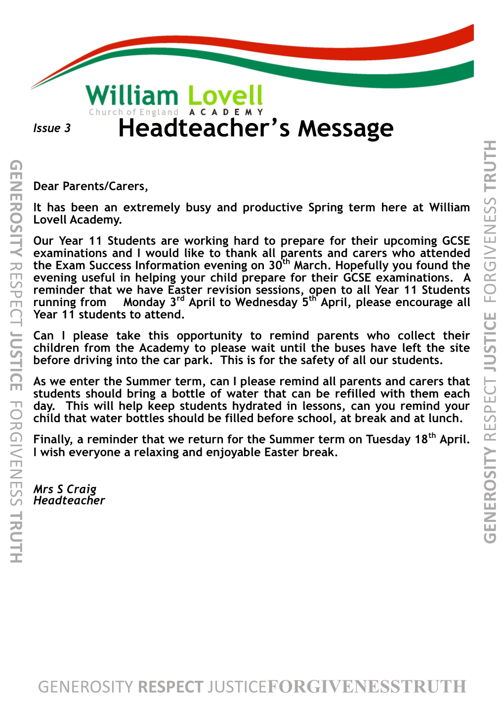 Headteacher's Message