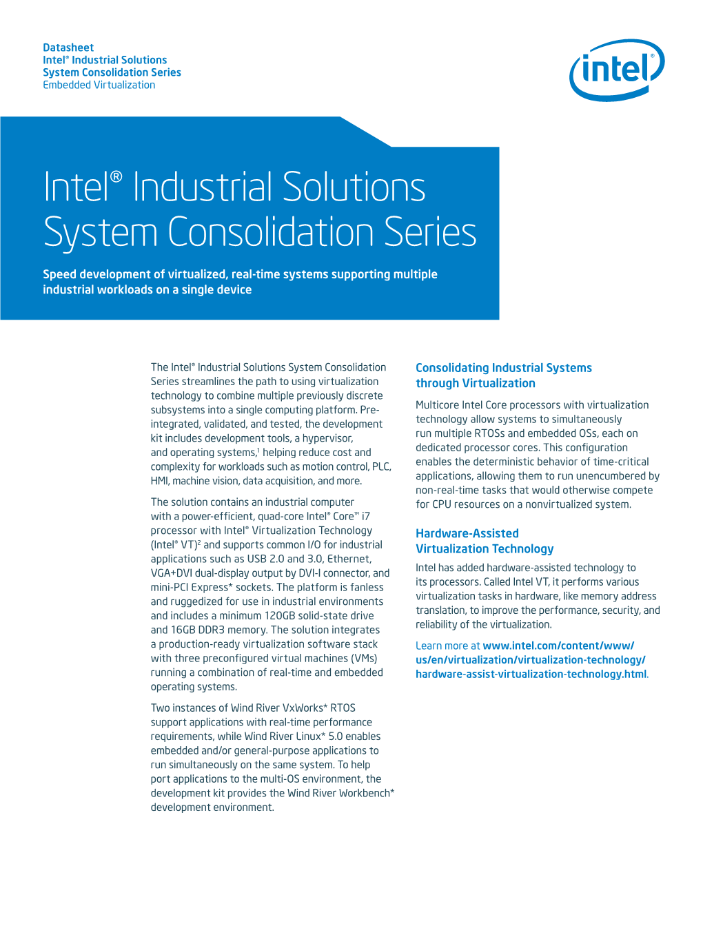 Intel® Industrial Solutions System Consolidation Series Datasheet